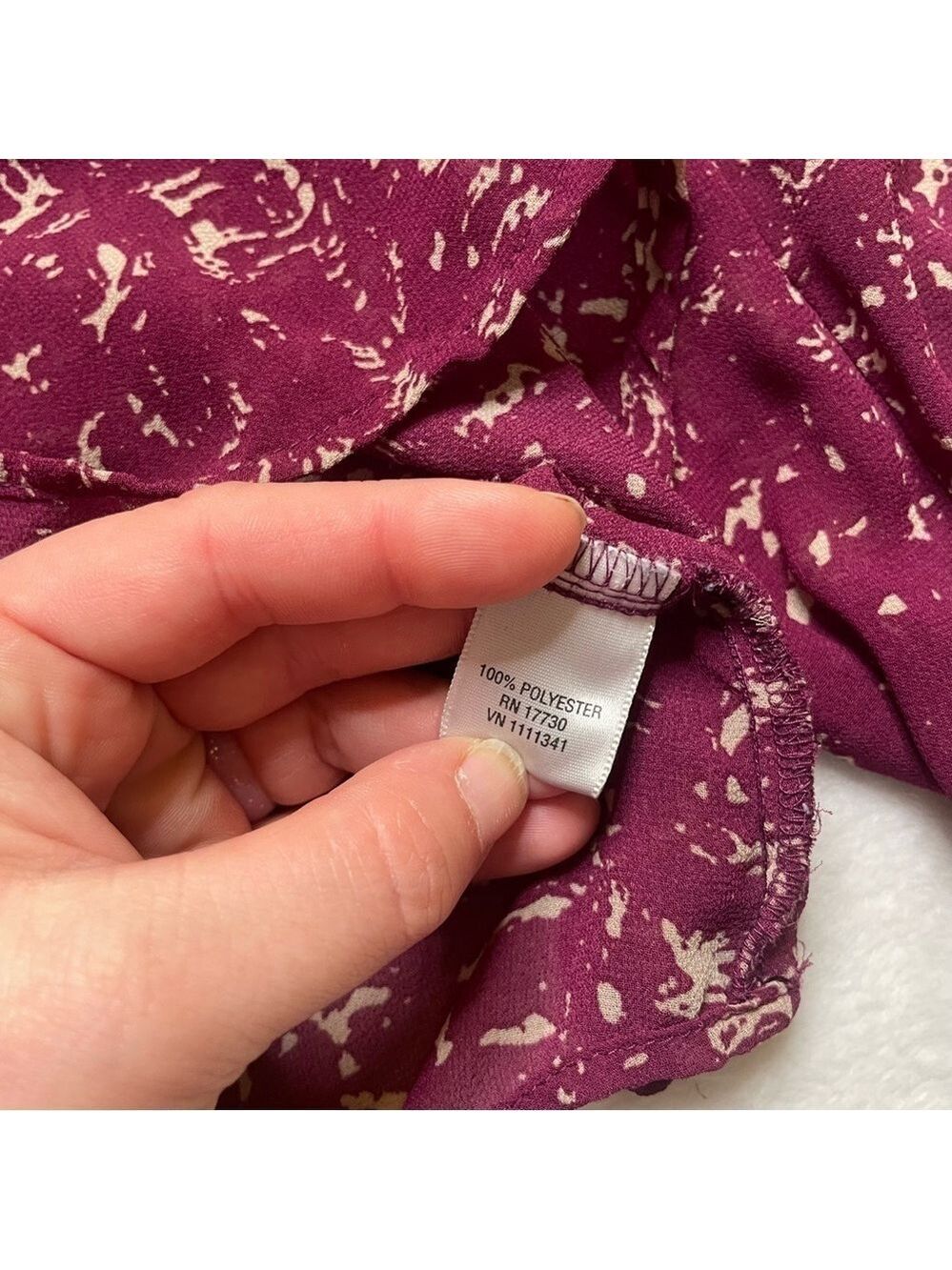 CONVERSE One Star Plum Button Pintuck Blouse M - Picture 8 of 13